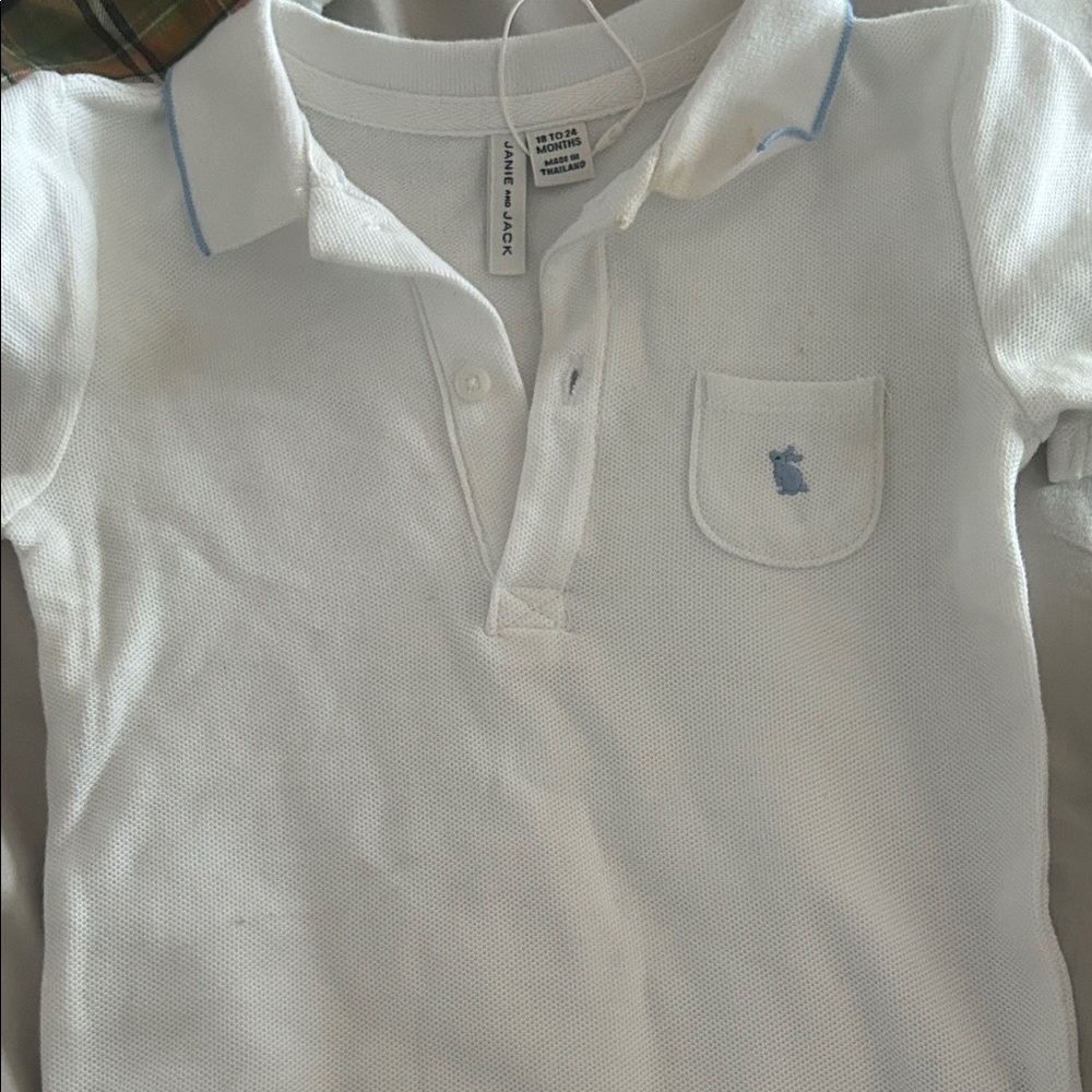 Zara White Polo with Blue Trim